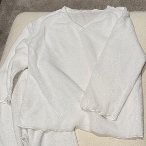 White V-Neck Sweater set